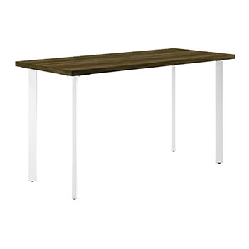 HON Coze Table Desk, 54&quot;W x 24&quot;D, Florence Walnut Laminate, Designer White Leg Finish