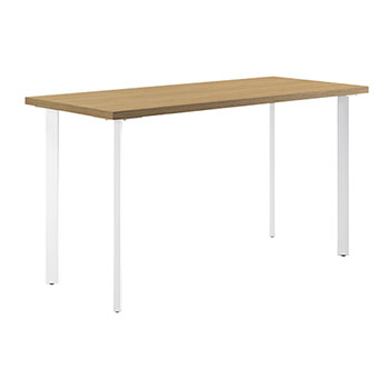 HON Coze Table Desk, 54&quot;W x 24&quot;D, Natural Recon Laminate, Designer White Leg Finish