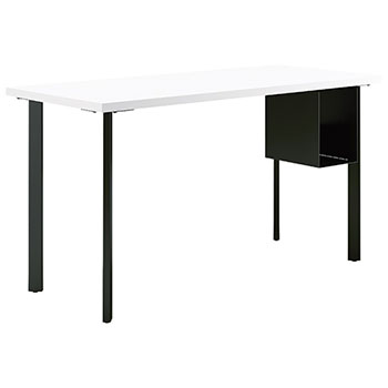 HON Coze Table Desk, U-Storage, 54&quot;W x 24&quot;D, Designer White Laminate, Black Leg Finish