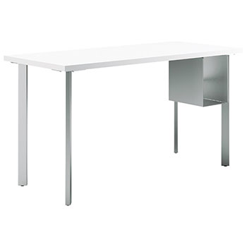 HON Coze Table Desk, U-Storage, 54&quot;W x 24&quot;D, Designer White Laminate, Silver Leg Finish