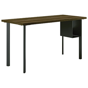 HON Coze Table Desk, U-Storage, 54&quot;W x 24&quot;D, Florence Walnut Laminate, Black Leg Finish