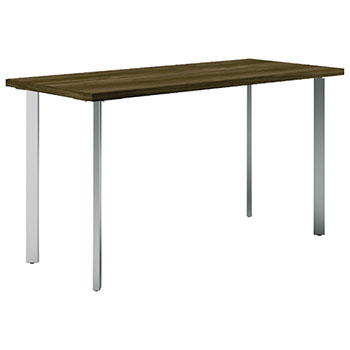 HON Coze Table Desk, U-Storage, 54&quot;W x 24&quot;D, Florence Walnut Laminate, Silver Leg Finish