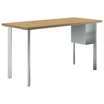 HON Coze Table Desk, U-Storage, 54&quot;W x 24&quot;D, Natural Recon Laminate, Silver Leg Finish