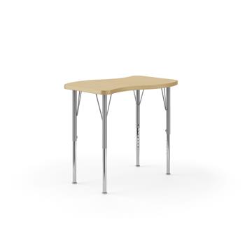 HON Build Ribbon Student Desk, 31 in. W x 22 in. D, Platinum Adjustable Height Legs, Natural Maple Laminate