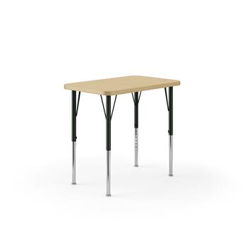 HON Build Rectangle Student Desk, 31 in. W x 20 in. D, Black Adjustable Height Legs, Natural Maple Laminate