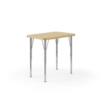 HON Build Rectangle Student Desk, 31 in. W x 20 in. D, Platimun Adjustable Height Legs, Natural Maple Laminate