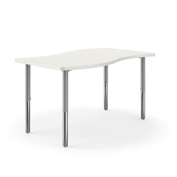 HON Build Ribbon Table, 54 in. W x 30 in. D, Platinum Adjustable Height Legs, Silver Mesh Laminate