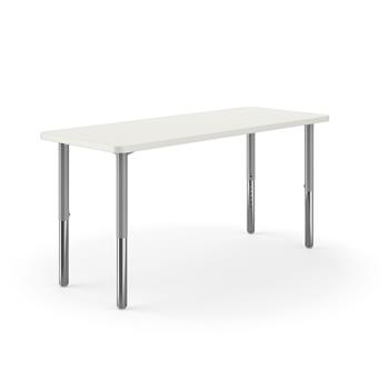 HON Build Rectangle Table, 60 in. W x 24 in. D, Platinum Adjustable Height Legs, Silver Mesh Laminate