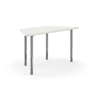 HON Build Trapezoid Table, 60 in. W x 30 in. D, Platinum Adjustable Height Legs, Silver Mesh Laminate