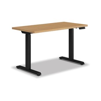 HON Coze Worksurface With Coordinate 2-Stage Height-Adjustable Base, 48 in. W x 24 in. D, Natural Recon Laminate/Black Base