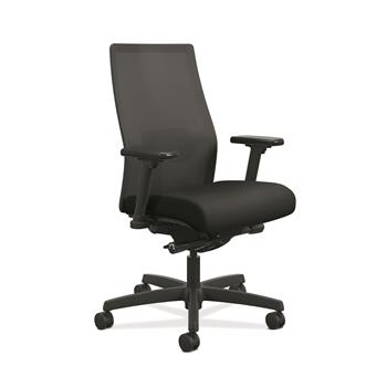 HON Ignition 2.0 Ilira-Stretch Mid-Back Mesh Task Chair, Black Fabric Upholstery