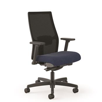 HON Ignition 2.0 Mid Back Mesh Office Chair, 28.5 in L x 27 in W x 43.75 in H, Tilt Contorl, Black Mesh, Black Frame, Navy