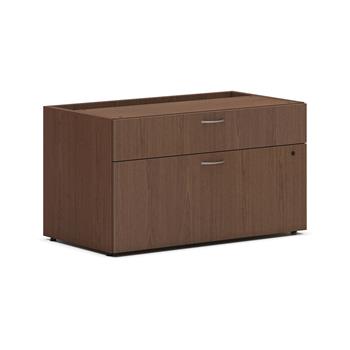 HON Mod Low Personal Credenza Shell, 2 Drawers, Without Top, 36&quot;W x 20&quot;D x 21&quot;H, Sepia Walnut Finish