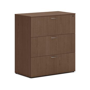 HON Mod Lateral File, 3 Drawers, Removable Top, 36&quot;W x 20&quot;D x 40&quot;H, Sepia Walnut Finish