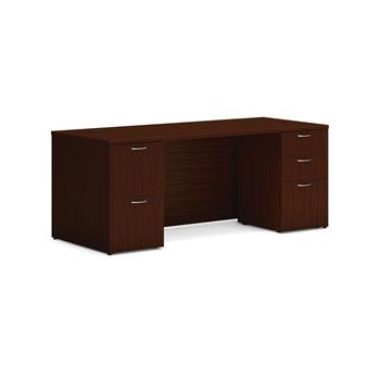 HON Mod Desk, 2 Box/3 File Drawers, 72 in. W x 30 in. D, Traditional Mahogany Laminate