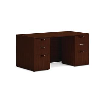 HON Mod Desk, 4 Box/2 File Drawers, 60 in. W x 30 in. D, Traditional Mahogany Laminate