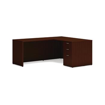 HON Mod L-Station, 2 Box/1 File Drawers, 60 in. W x 72 in. D, Traditional Mahogany Laminate