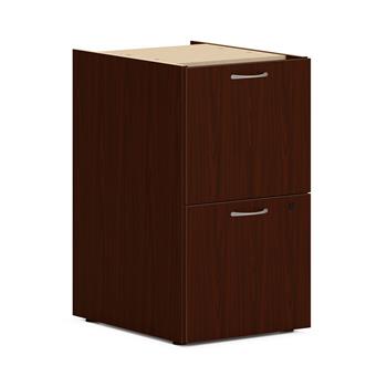 HON Mod Support Pedestal, 2 File Drawers, 15&quot;W x 20&quot;D x 28&quot;H, Traditional Mahogany Finish