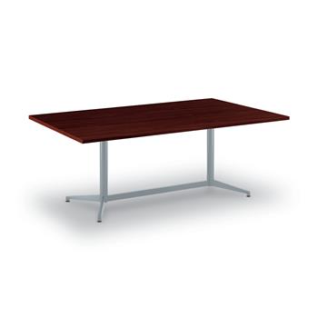 HON Preside Laminate Rectangle Conference Table, 60 in. W x 30 in. D, Mahogany, Metal Base