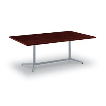 HON Preside Laminate Rectangle Conference Table, 72 in. W x 36 in. D, Mahogany, Metal Base