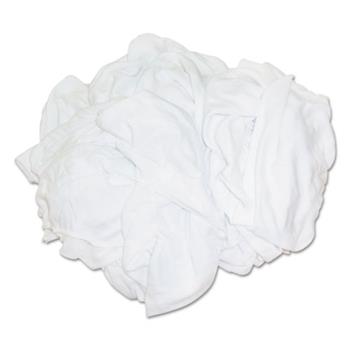 Hospeco Bleached White T-Shirt Rags, Multi-Fabric, 25 lb Polybag