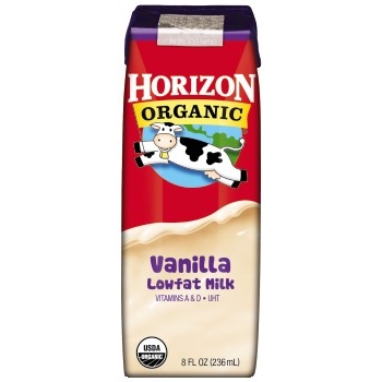 Horizon Organic Lowfat Milk, Vanilla, 8 oz Cartons, 18 Cartons/Case