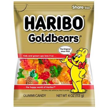 Haribo Gummi Candy, Goldbears, 4 oz, 12 Bags/Case