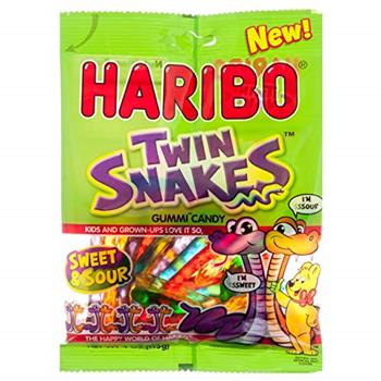 Haribo Gummy Candy, Twin Snakes, 4 oz, 12 Bags/Case