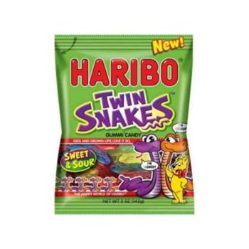 Haribo Gummy Candy, Twin Snakes, 5 oz, 12 Bags/Case