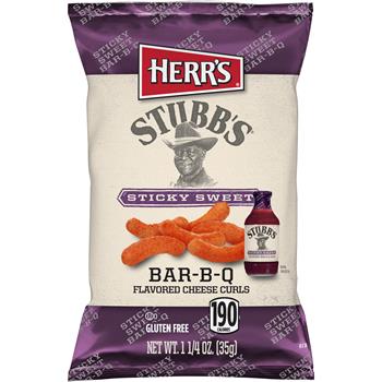 Herr&#39;s Stubb&#39;s Sticky Sweet Cheese Curls, 1.25 oz., 60/Case