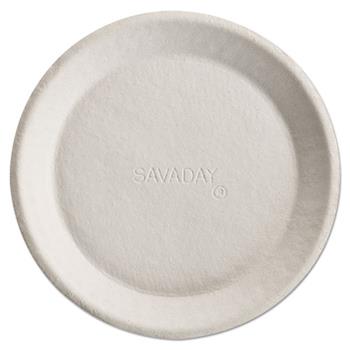 Chinet Savaday Molded Fiber Plates, 10 Inches, White, Round, 500/CT