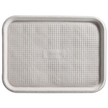 Chinet Savaday Flat Food Tray, Molded Fiber, Rectangular, 12&quot; W x 16&quot; L, White, 200/Carton