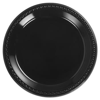 Chinet Round Plates, Heavyweight, Plastic, 10 1/4&quot;, Black, 500 Plates/Carton