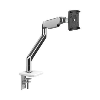 Humanscale M2.1 Monitor Arm with Two-Piece Clamp Mount Base, Polished Aluminum with White Trim