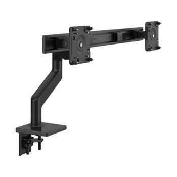 Humanscale M8.1 Monitor Arm with Crossbar, Two-Piece Clamp Mount Base, Black with Black Trim