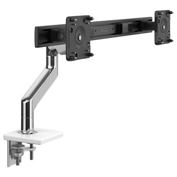 Humanscale M8.1 Monitor Arm with Crossbar, Dual Monitors, Aluminum/White