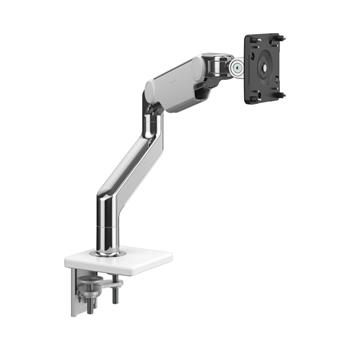 Humanscale M8.1 Monitor Arm with Two-Piece Clamp Mount Base, Polished Aluminum with White Trim