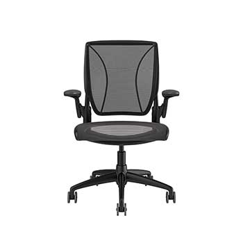 Humanscale Diffrient World Chair with Height-Adjustable Duron Arms, Pinstripe Black