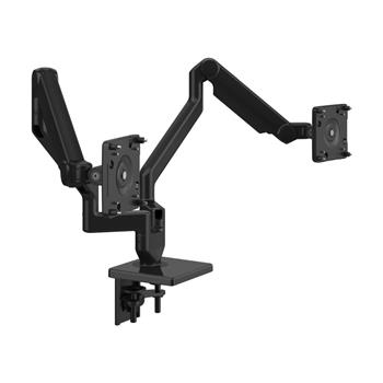 Humanscale M2.1 Monitor Arms with Dual Two-Piece Clamp Mount Base, Black with Black Trim