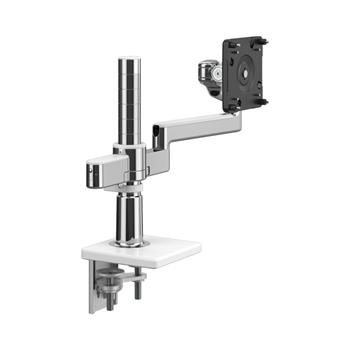 Humanscale M/Flex with M2.1 Monitor Arm, Dual Arm Bracket, Two-Piece Clamp Mount, Polished Aluminum with White Trim