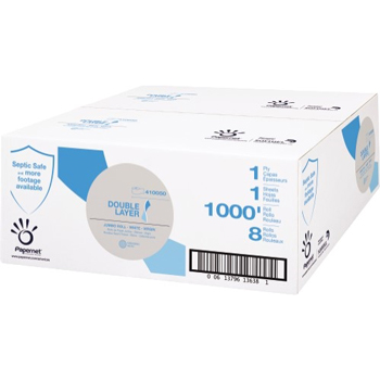 Papernet Double Layer Jumbo Roll Toilet Paper, 1000&#39; Per Roll, 8/CT