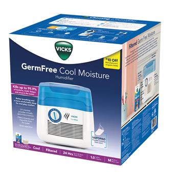 Vicks GermFree Cool Moisture Humidifier, Filtered, White