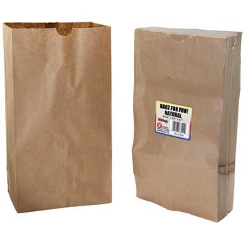 Hygloss Natural Kraft Paper Bags, 6&quot; x 3-1/2&quot; x 11&quot;, 100/PK