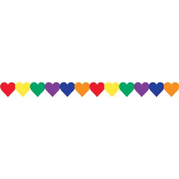 Hygloss Hearts Multi-Color Die-Cut Border, 3&quot; x 36&quot;, 12 Strips/Pack