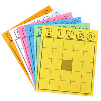 Hygloss Blank Bingo Cards, Assorted Colors, 36/PK