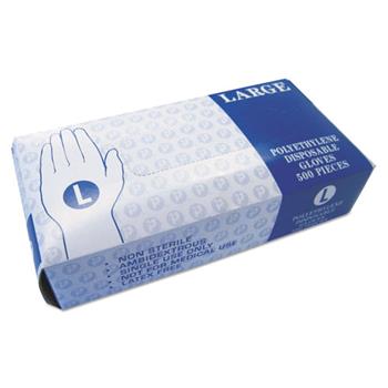 Inteplast Group Embossed Polyethylene Disposable Gloves, Large, Powder-Free, Clear, 2000/Carton
