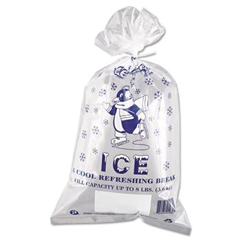 Inteplast Group Ice Bag, 11 x 20, 8lb Capacity, 1.5mil, Clear/Blue, 1000/Carton