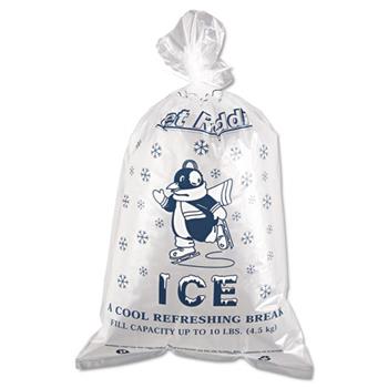Inteplast Group Ice Bag, 12 x 21, 10lb Capacity, 1.5mil, Clear/Blue, 1000/Carton
