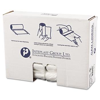 Inteplast Group High-Density Can Liner, 30 x 37, 30gal, 10mic, Clear, 25/Roll, 20 Rolls/Carton