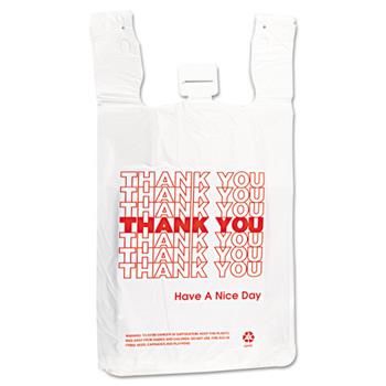 Inteplast Group Thank You Bag, Plastic, 12&quot; x 7&quot; x 13&quot;, 14 Microns, White, 500/CT